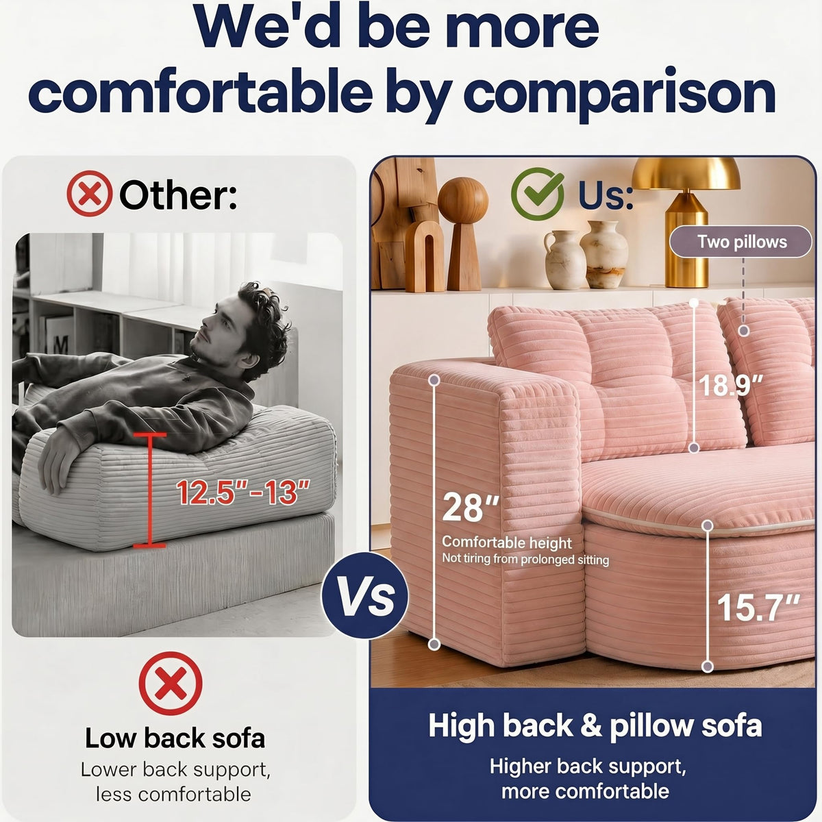 78.7" Pink Memory Foam Futon Sofa Bed X665174