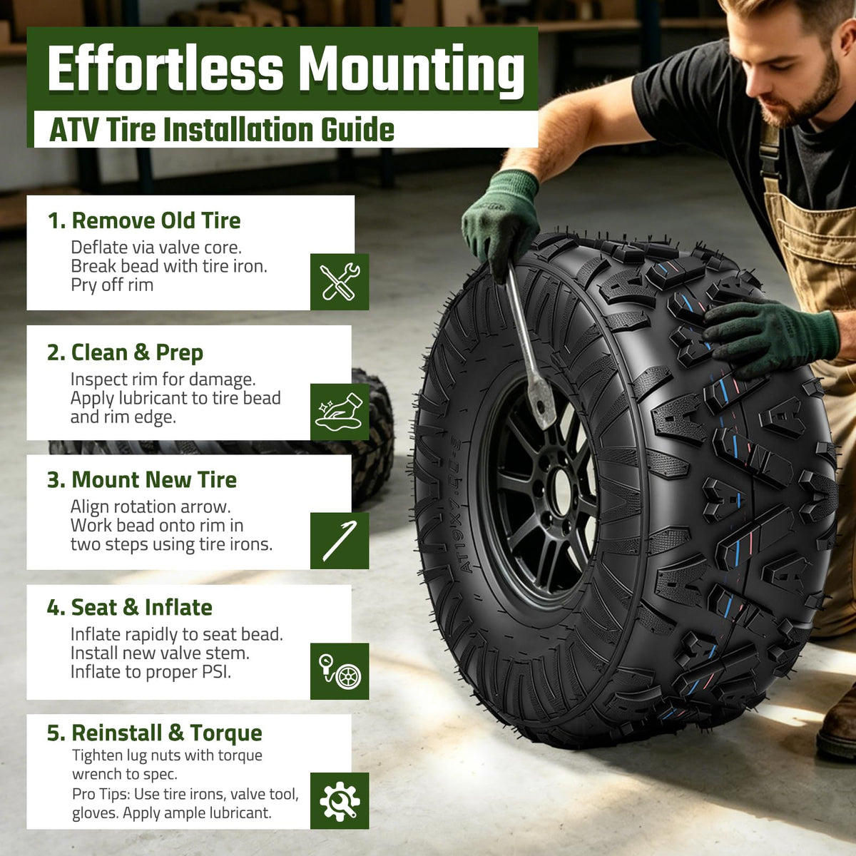 19x7-8 All Terrain Tubeless Set of 2 Tires J193