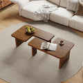Brown Wooden L-Shape Coffee Table Set of 2 J62806