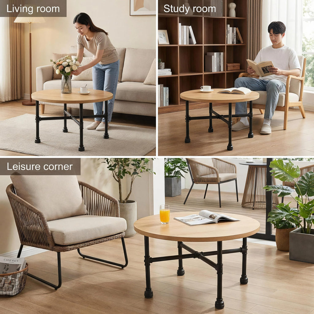 Black Industrial Pipe Table Leg Set W65382