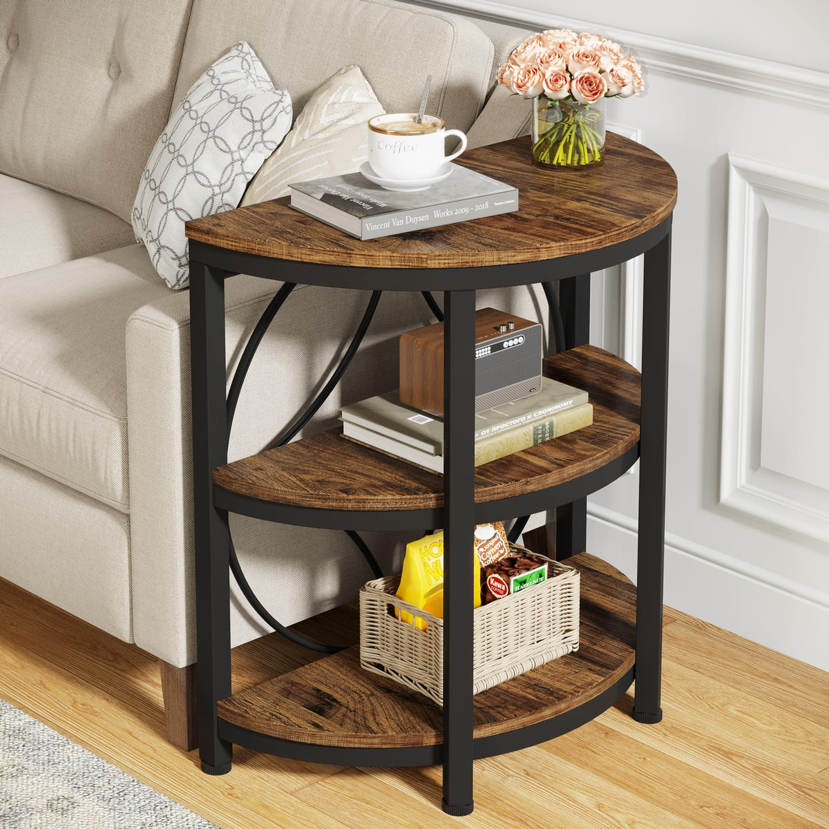 Half Round 3-Tier Metal End Table O932