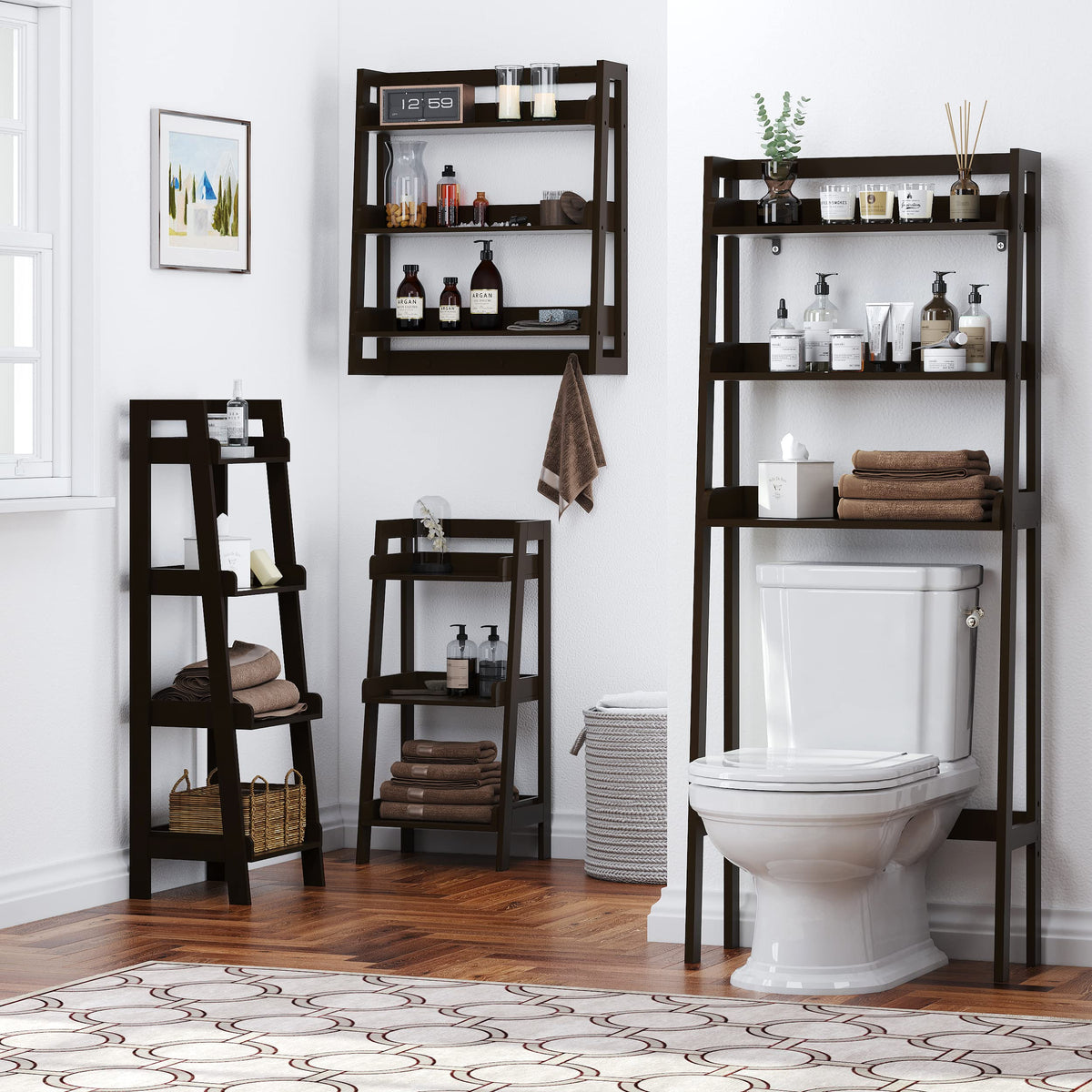 3-Tier Espresso Wood Bathroom Organizer S13242