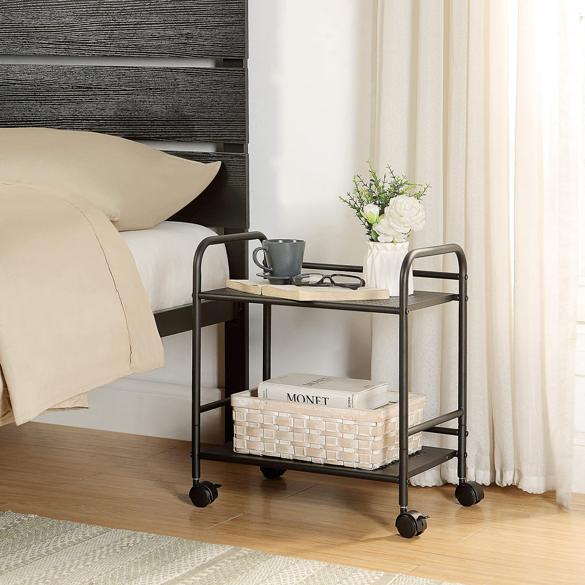 2-Tier Metal Rolling Utility Cart O24916