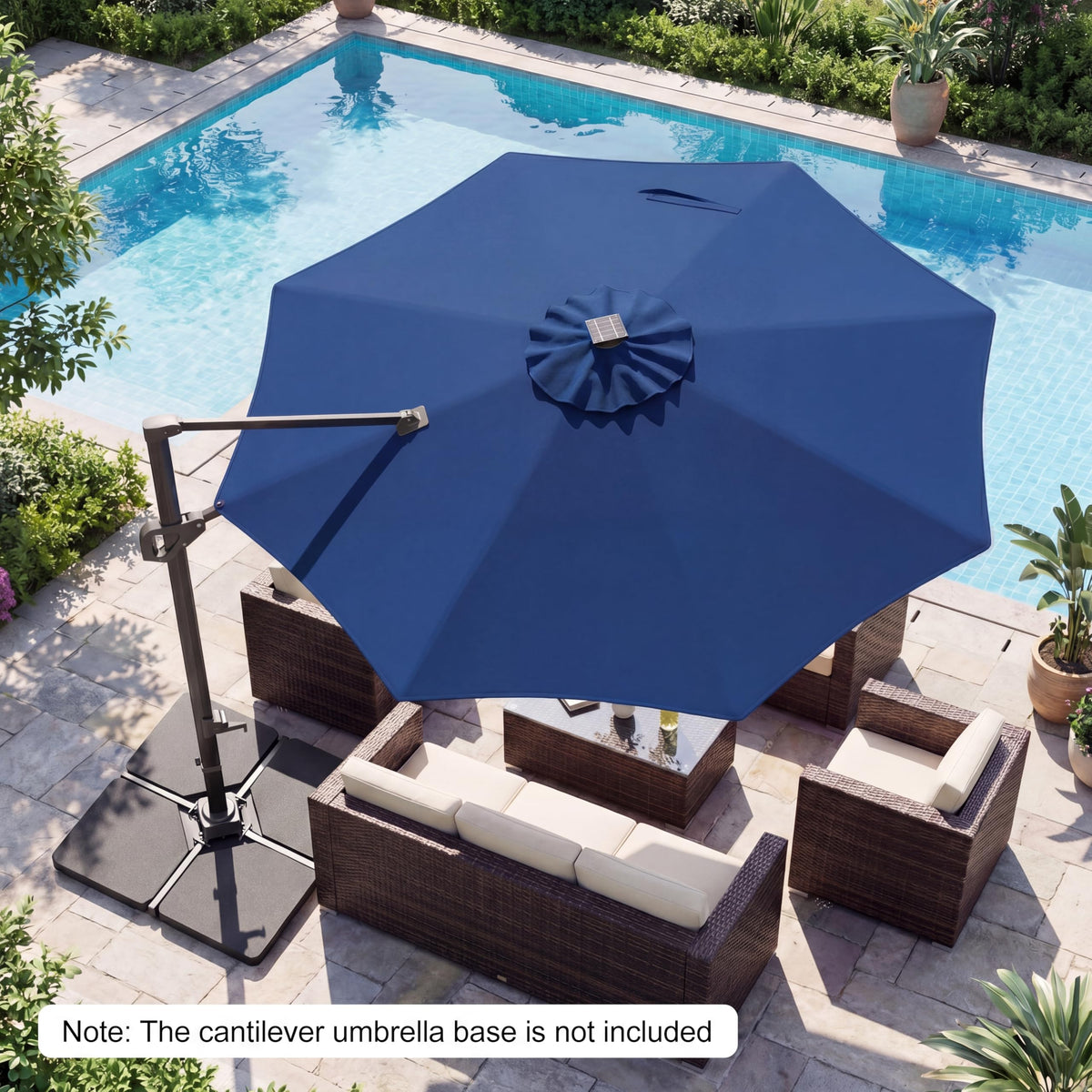 10 FT Solar LED Cantilever Patio Umbrella C8360