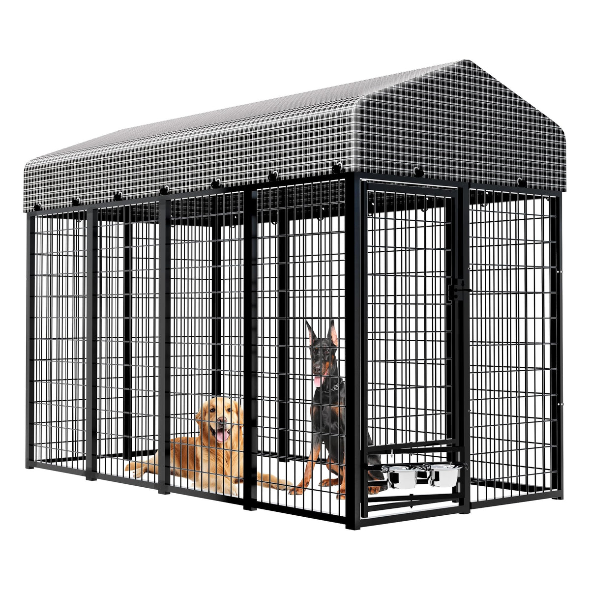 Large Heavy-Duty Dog Kennel with Roof, 4x8x6 Ft F28743