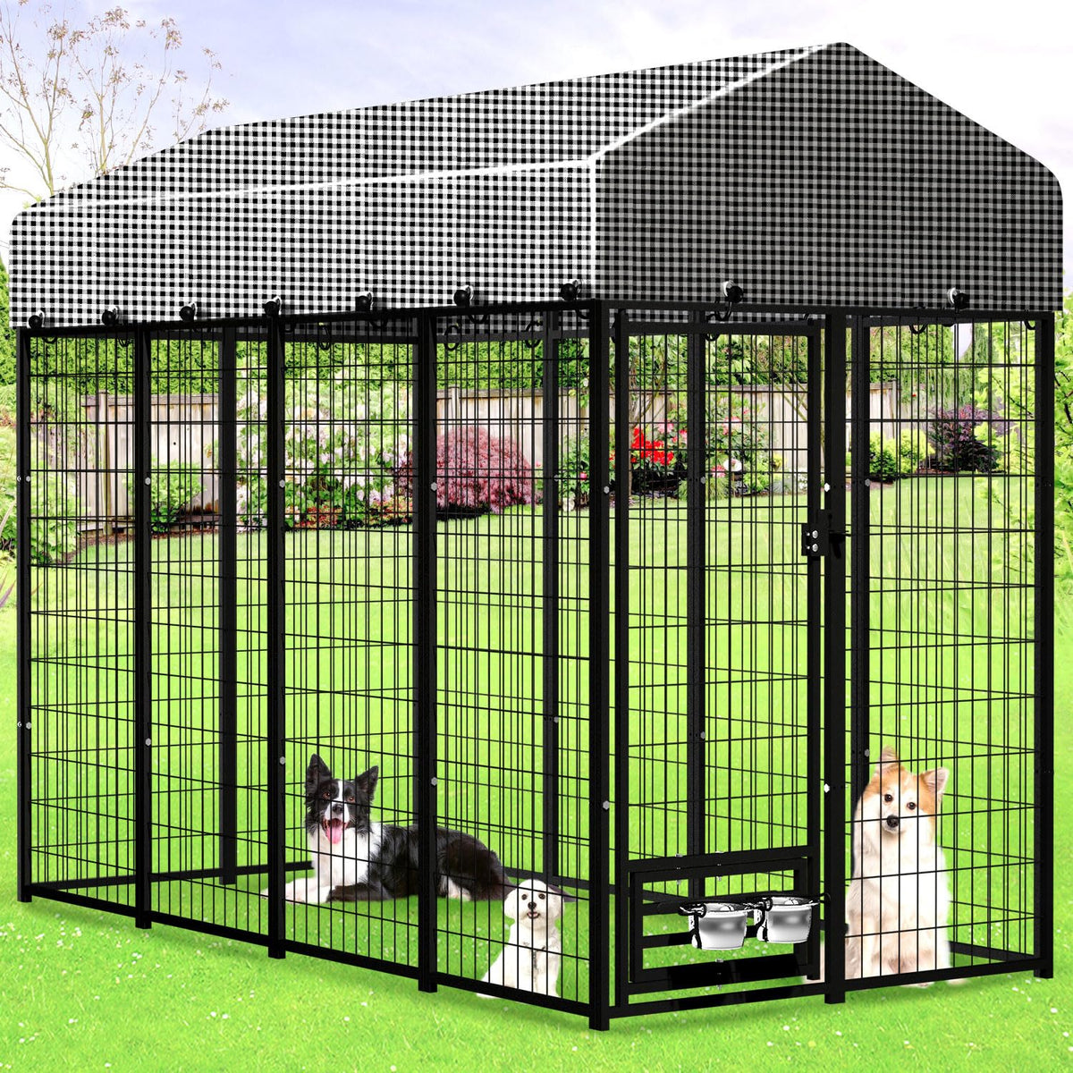 Large Heavy-Duty Dog Kennel with Roof, 4x8x6 Ft F28743