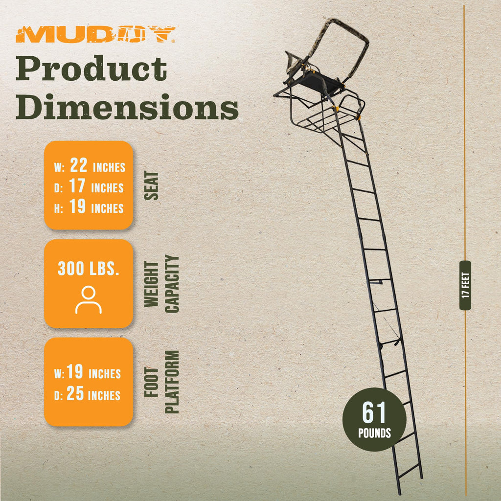 Adjustable 17 ft 1-Person Ladder Tree Stand M5493