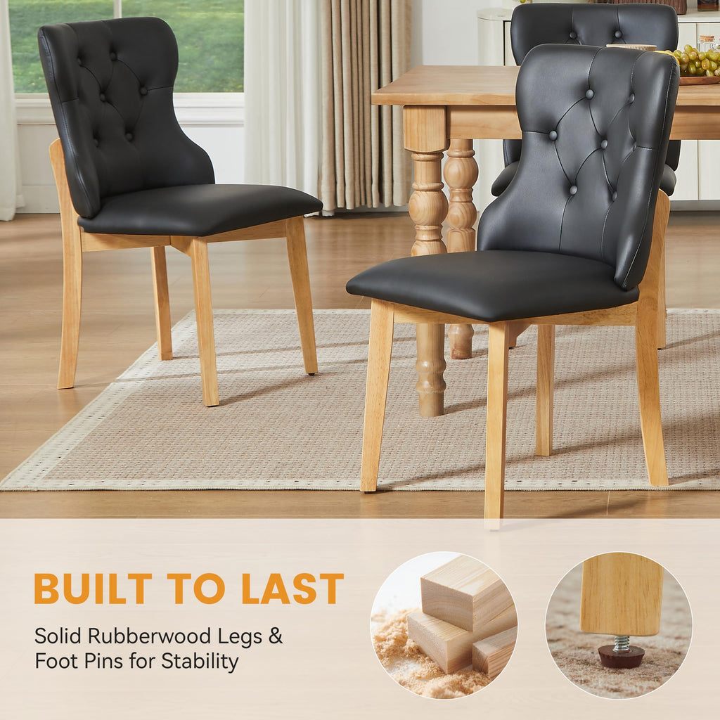 Black Upholstered Dining Chairs Set of 4 PU Leather Z61098