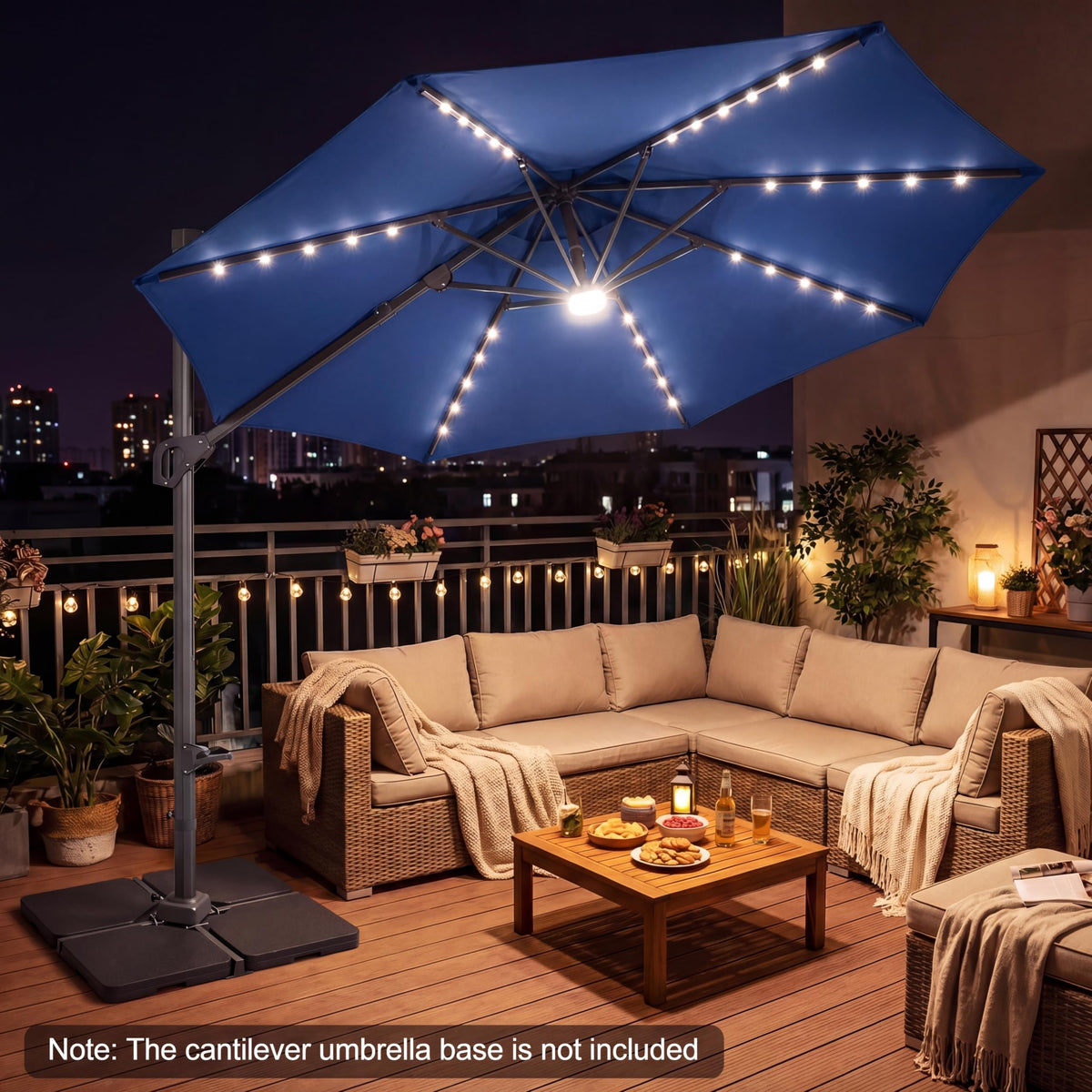 10 FT Solar LED Cantilever Patio Umbrella C8360