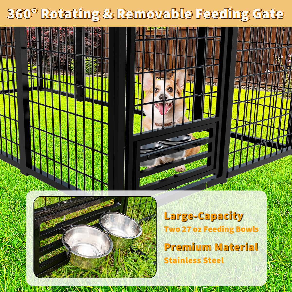 Large Heavy-Duty Dog Kennel with Roof, 4x8x6 Ft F28743