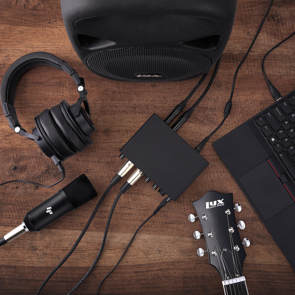 2x2 USB Audio Interface Recording Bundle with Condenser Mic, Headphones, Shockmount, XLR Cable B949416