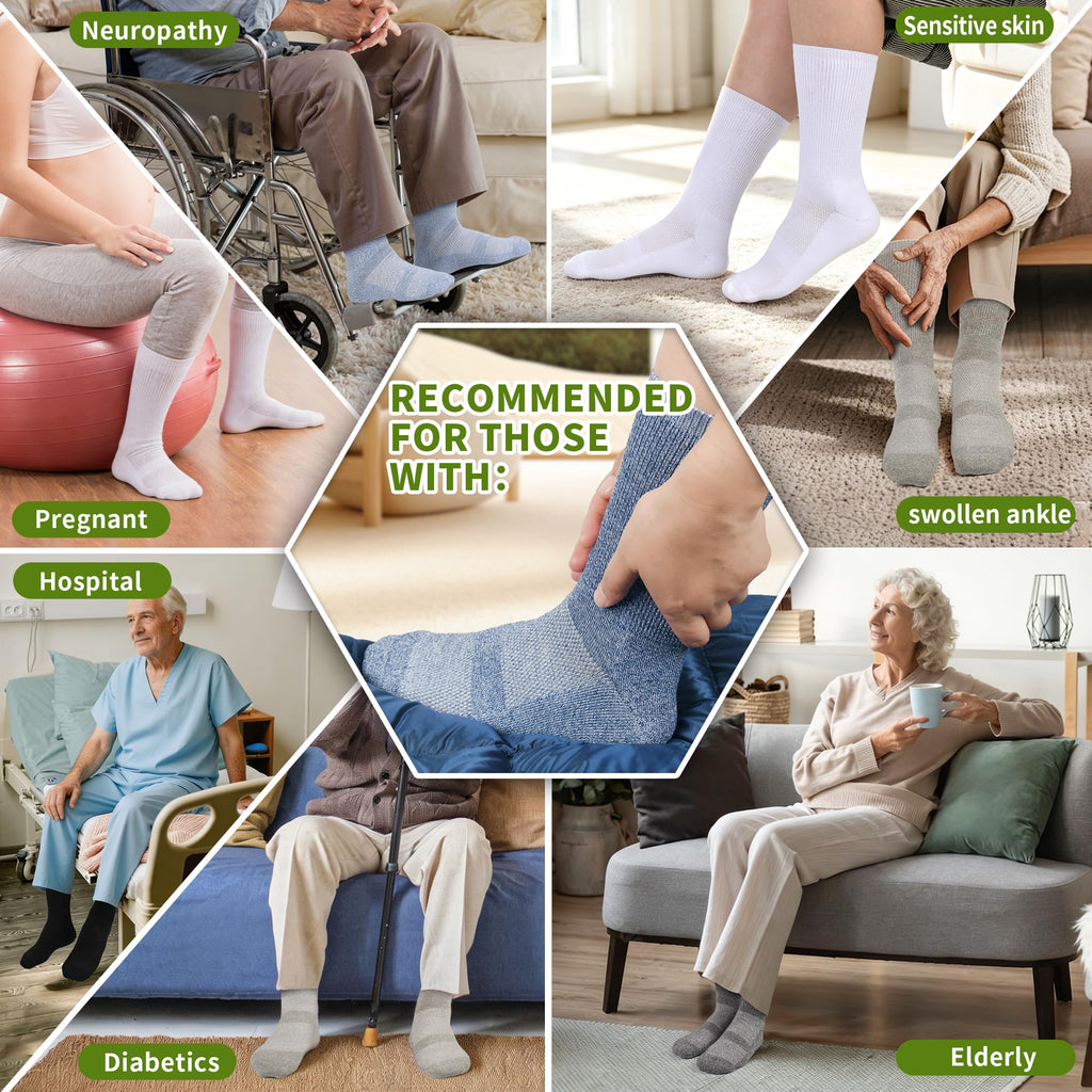 Bamboo Viscose Non-Binding Crew Socks with Seamless Toe G46463