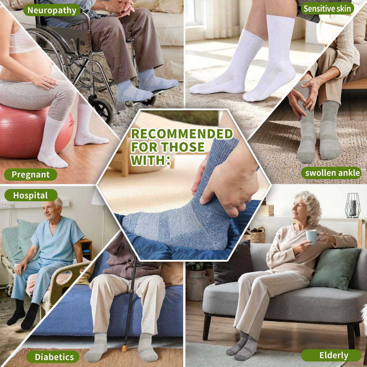 Bamboo Viscose Non-Binding Crew Socks with Seamless Toe G46463