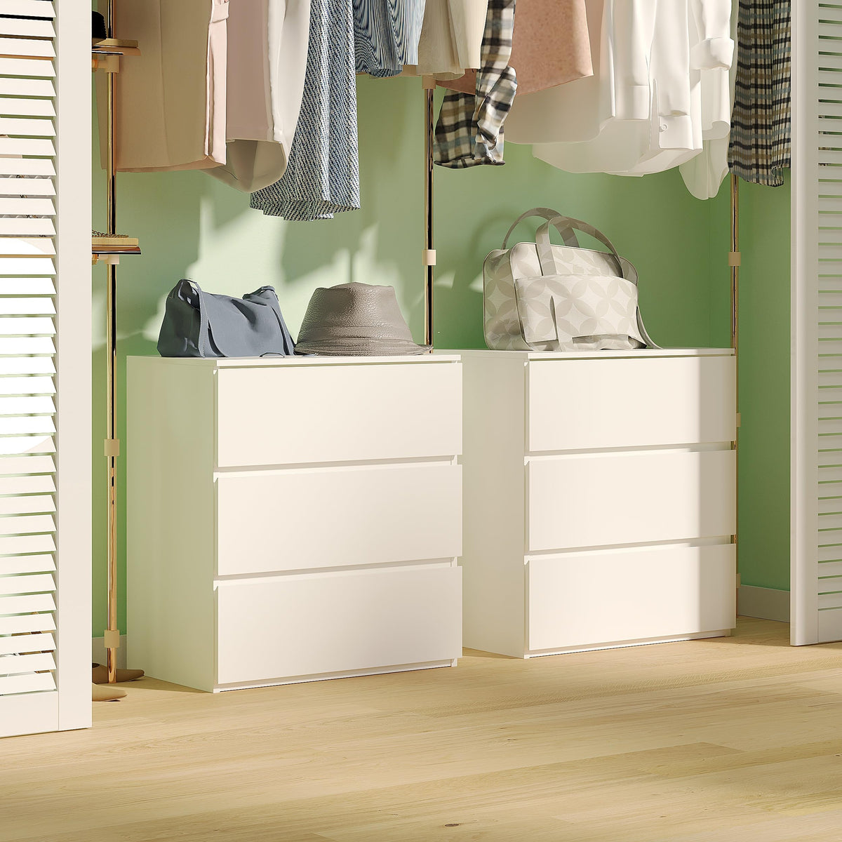 White 3 Drawer Wood Dresser I81523