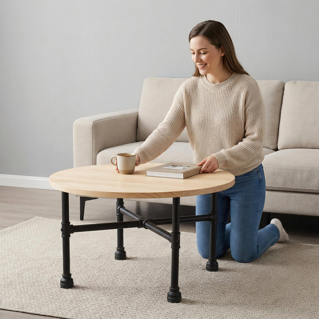 Black Industrial Pipe Table Leg Set W65382