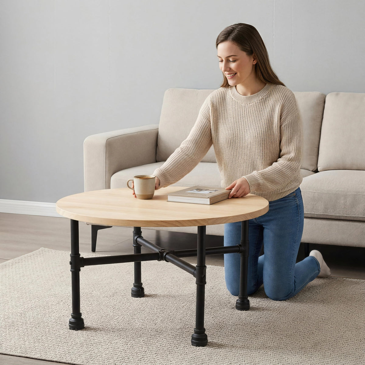Black Industrial Pipe Table Leg Set W65382