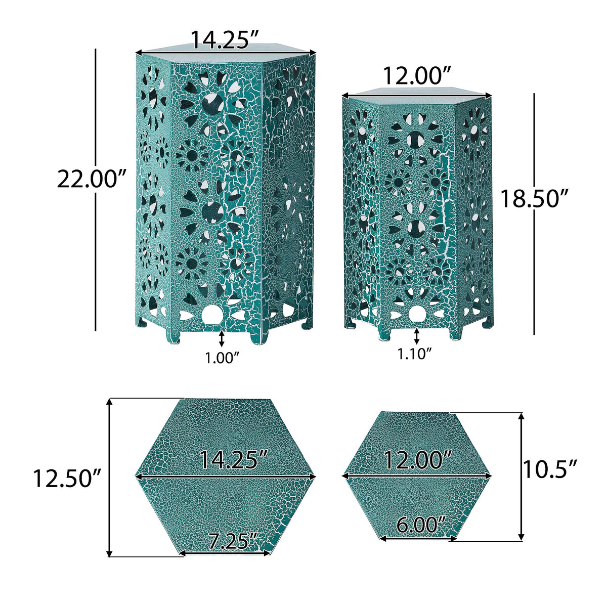 Teal Metal Garden Stool Side Table I63068